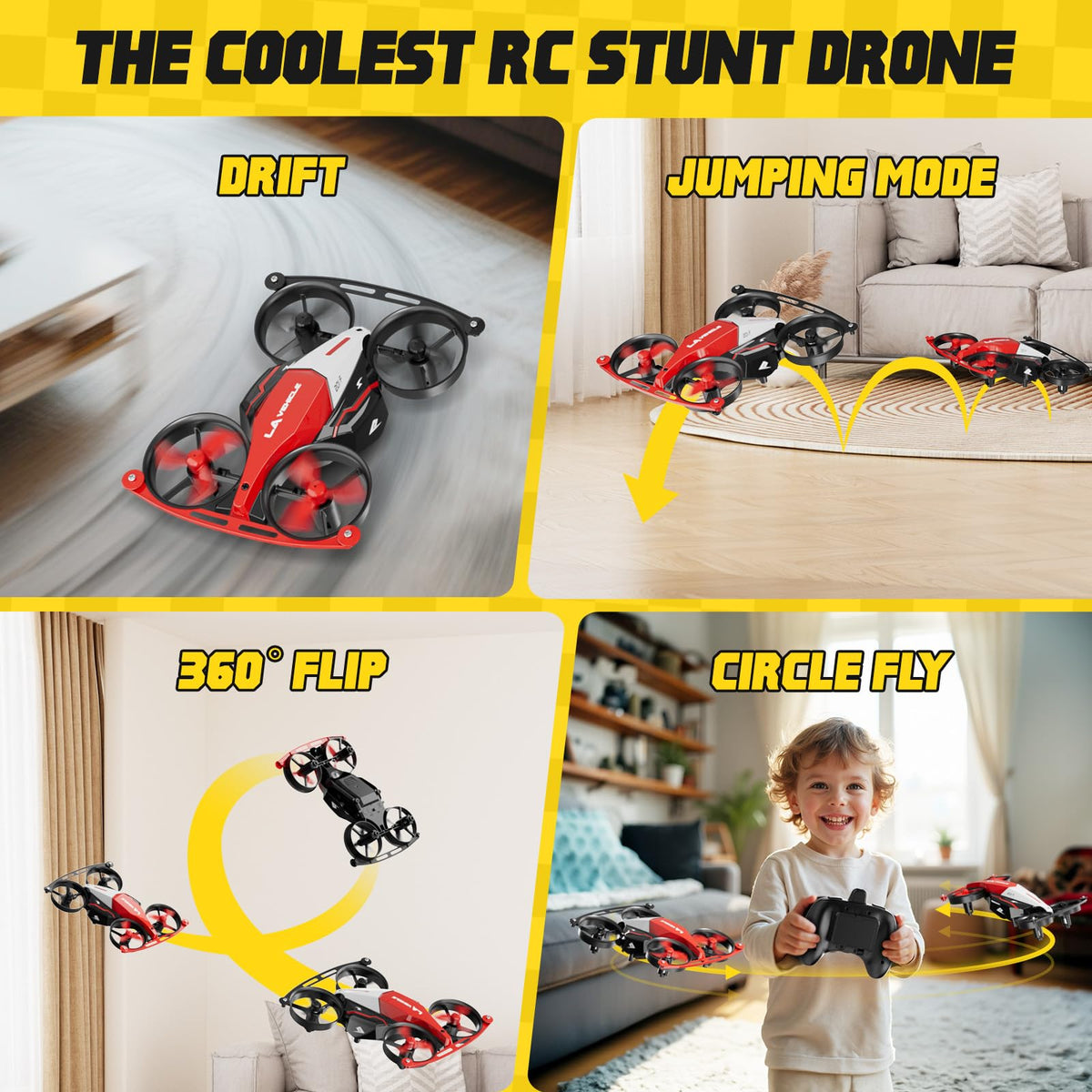 SPINORBITOR drone performing 360° flips and circle fly for dynamic stunts