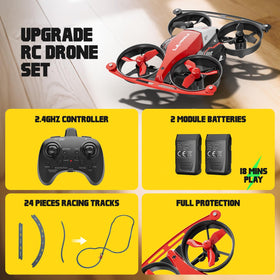 SPINORBITOR drone with protective guards and two batteries for extended, safe flights