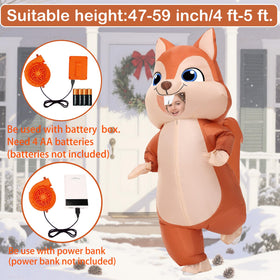 Spinosaurus inflatable squirrel costume with blower assembly enabling quick inflation