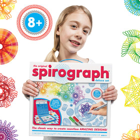 Spirograph Deluxe Set sturdy carrying case for art on the go.