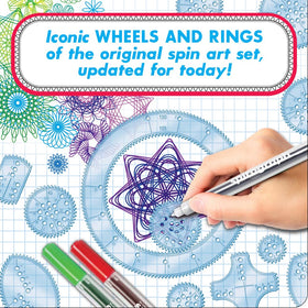 Spirograph Deluxe Set gears and rings offer endless pattern options for art fun.