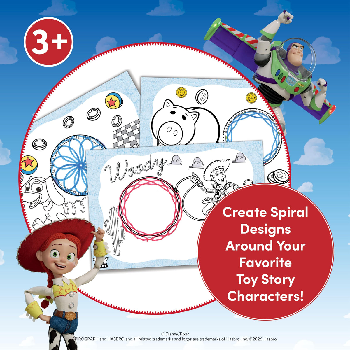 Spirograph Disney Jr. drawing paper features story scenes fueling creative exploration.