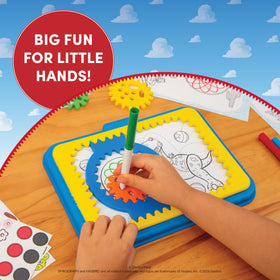 Spirograph Disney Jr. drawing tablet storage keeps art materials organized for on-the-go creativity.