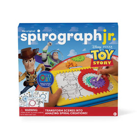 Spirograph Disney Jr. gear set for safe, easy toddler spirals and colorful Toy Story scenes.