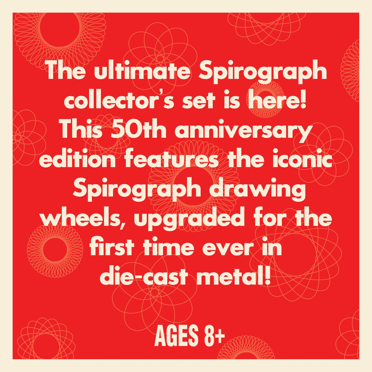 Spirograph display tin keeps your set neatly organized and showcased.