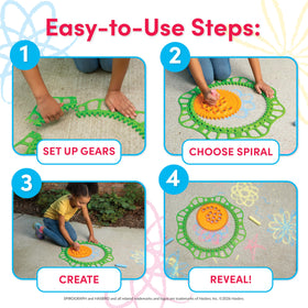 Spirograph Giant Outdoor 15-inch Spirals showcase vivid colors on concrete.