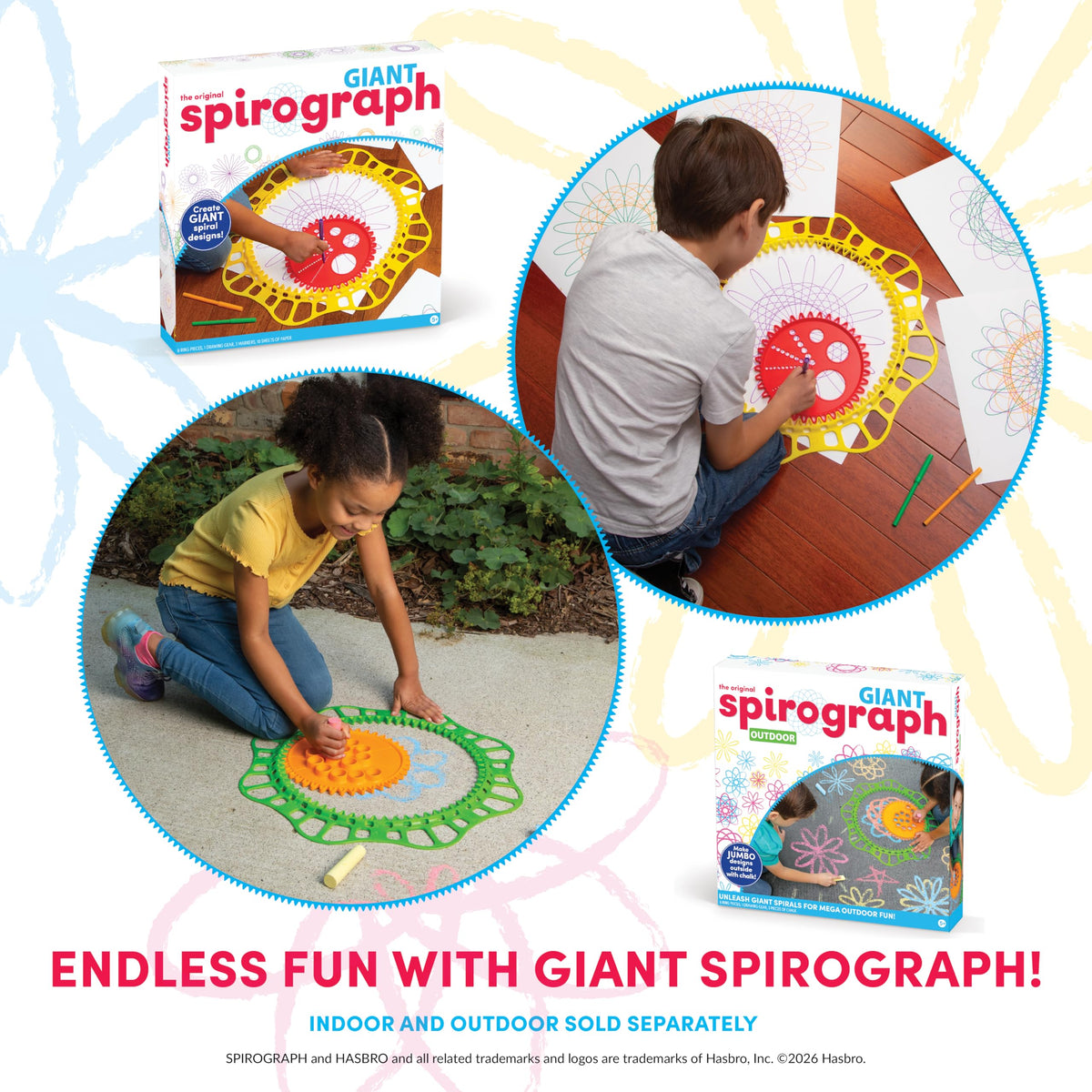 Spirograph Giant Outdoor Mess-Free Art keeps cleanup simple after play.