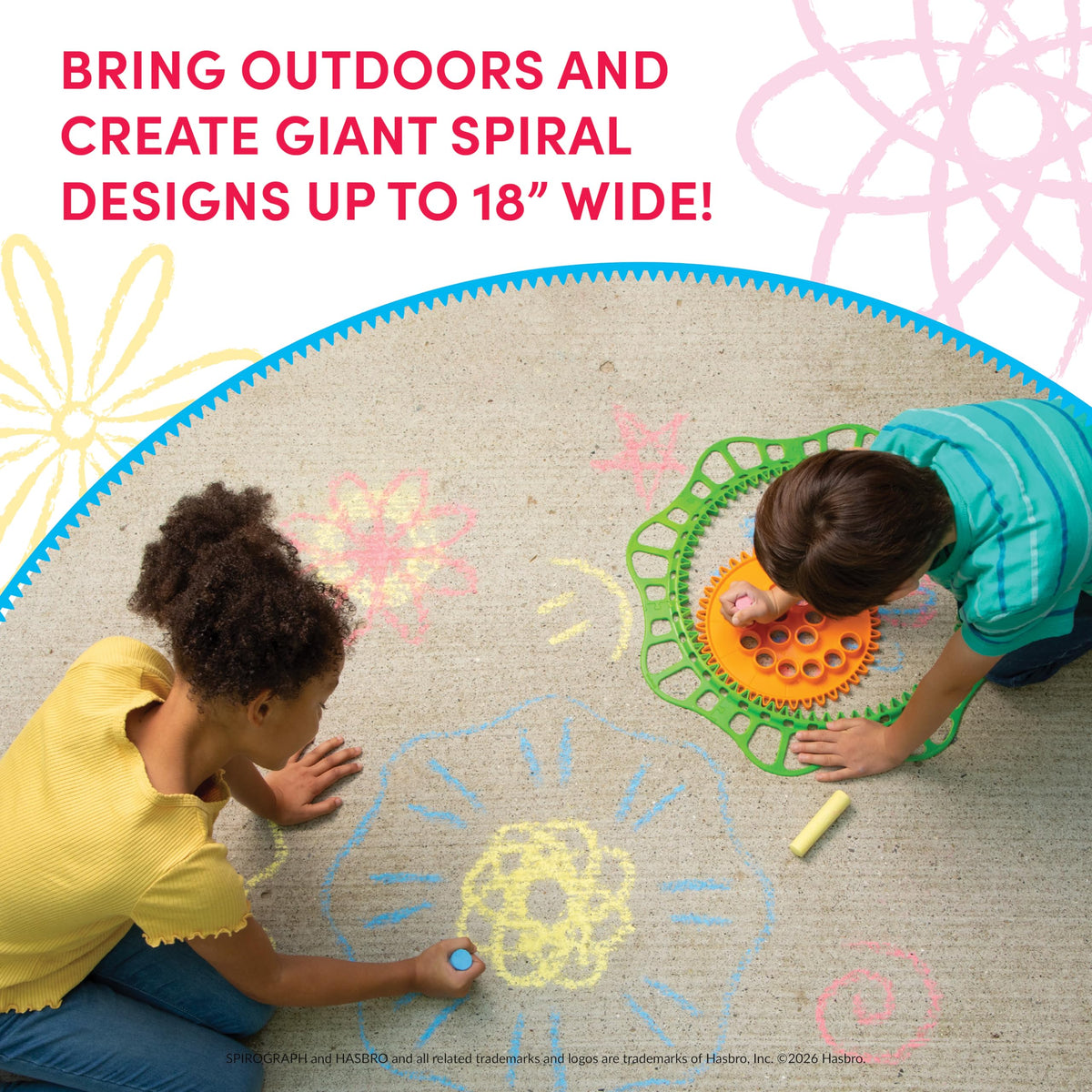 Spirograph Giant Outdoor Sidewalk Art invites collaborative, mess-free family fun.