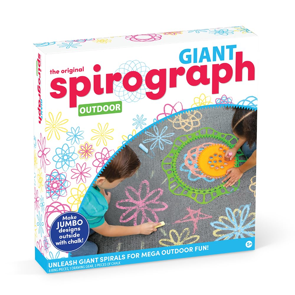 Spirograph Giant Outdoor Wheel creates bold 15-inch spirals for sidewalk art.