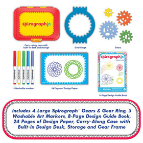 Spirograph Jr built-in design desk integrated into the storage case.