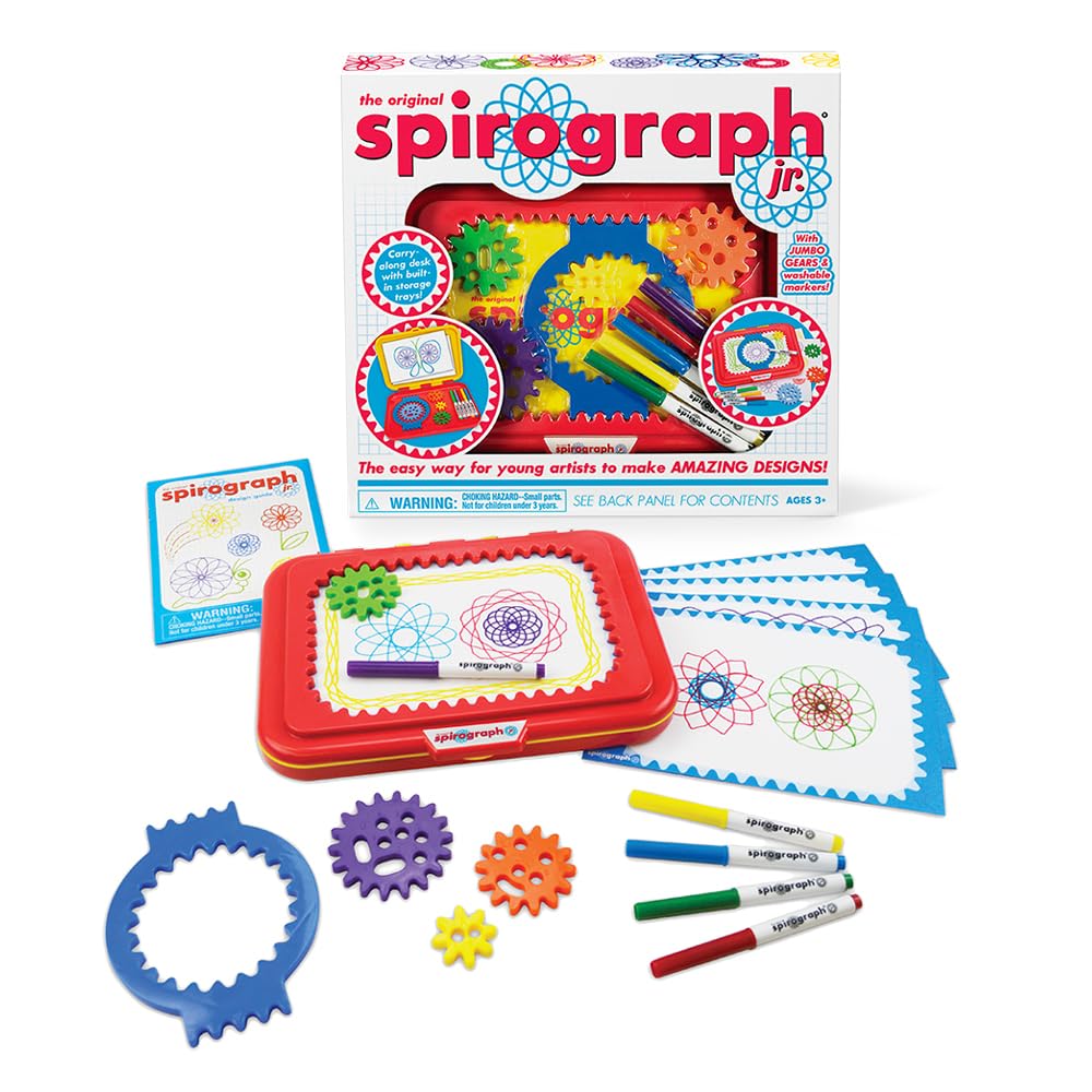 Spirograph Jr jumbo gears set for beginner artists, simple spiral patterns.