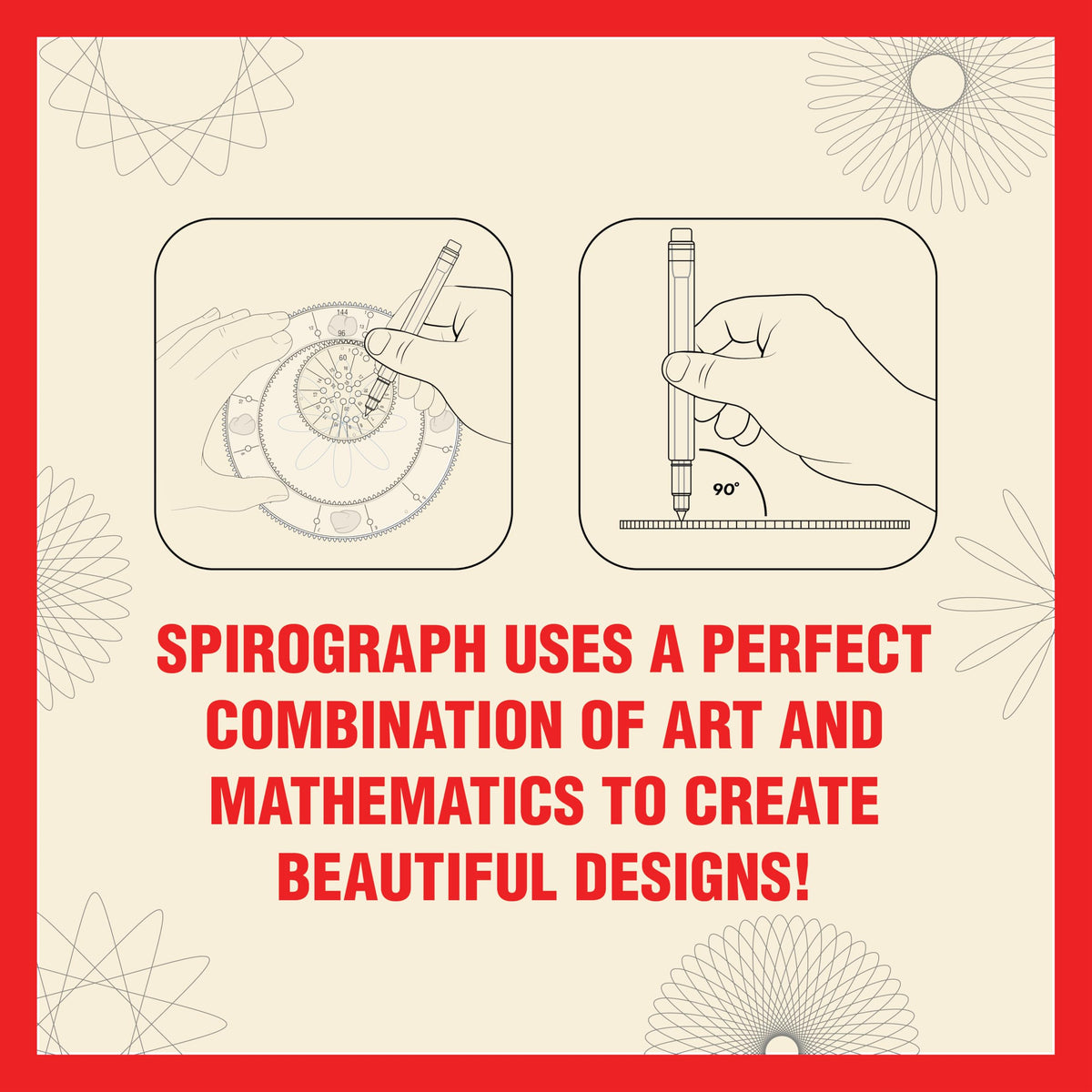 Spirograph putty stabilizes pieces for clean, hole-free spirals.