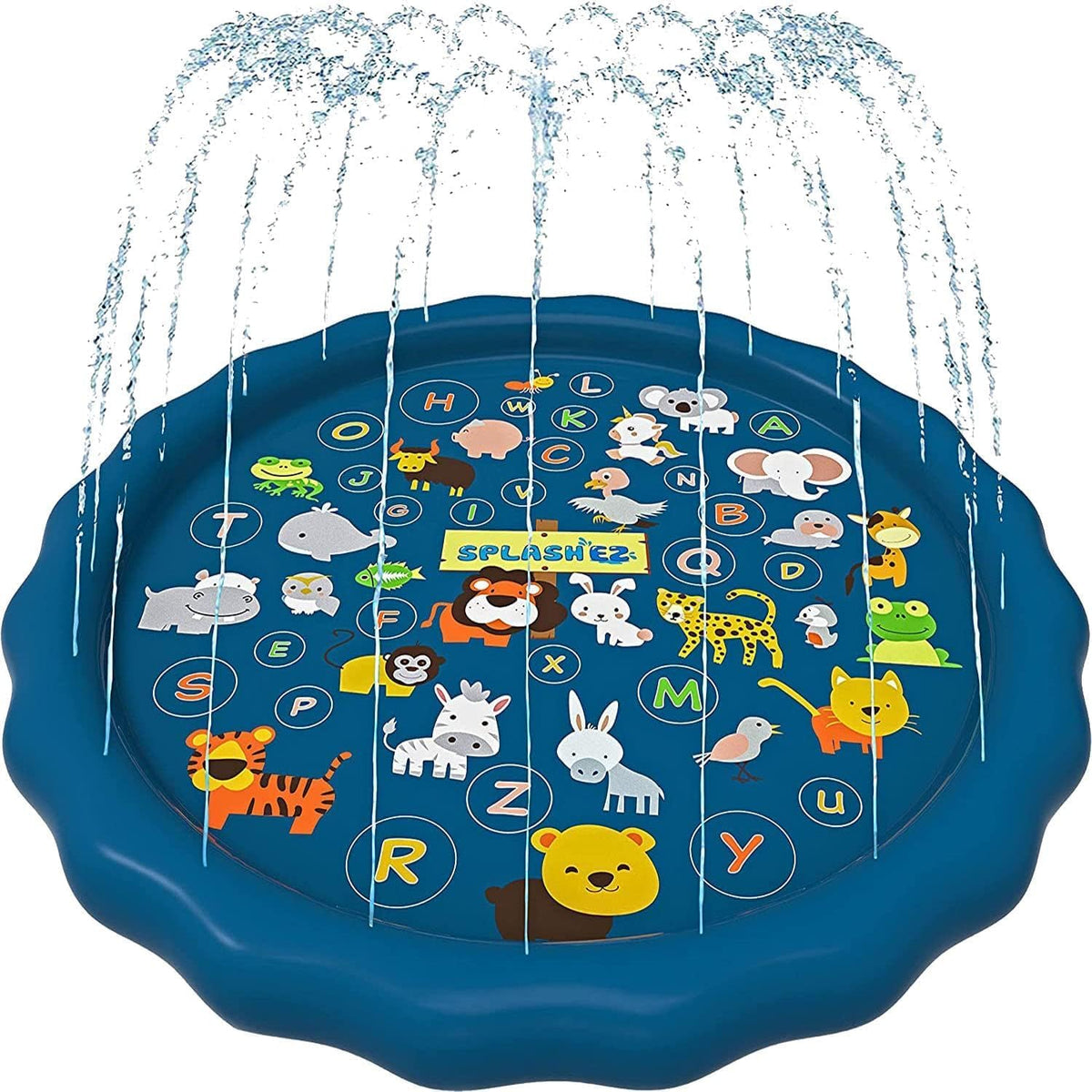SplashEZ 3-in-1 splash pad with learning mat for interactive outdoor play