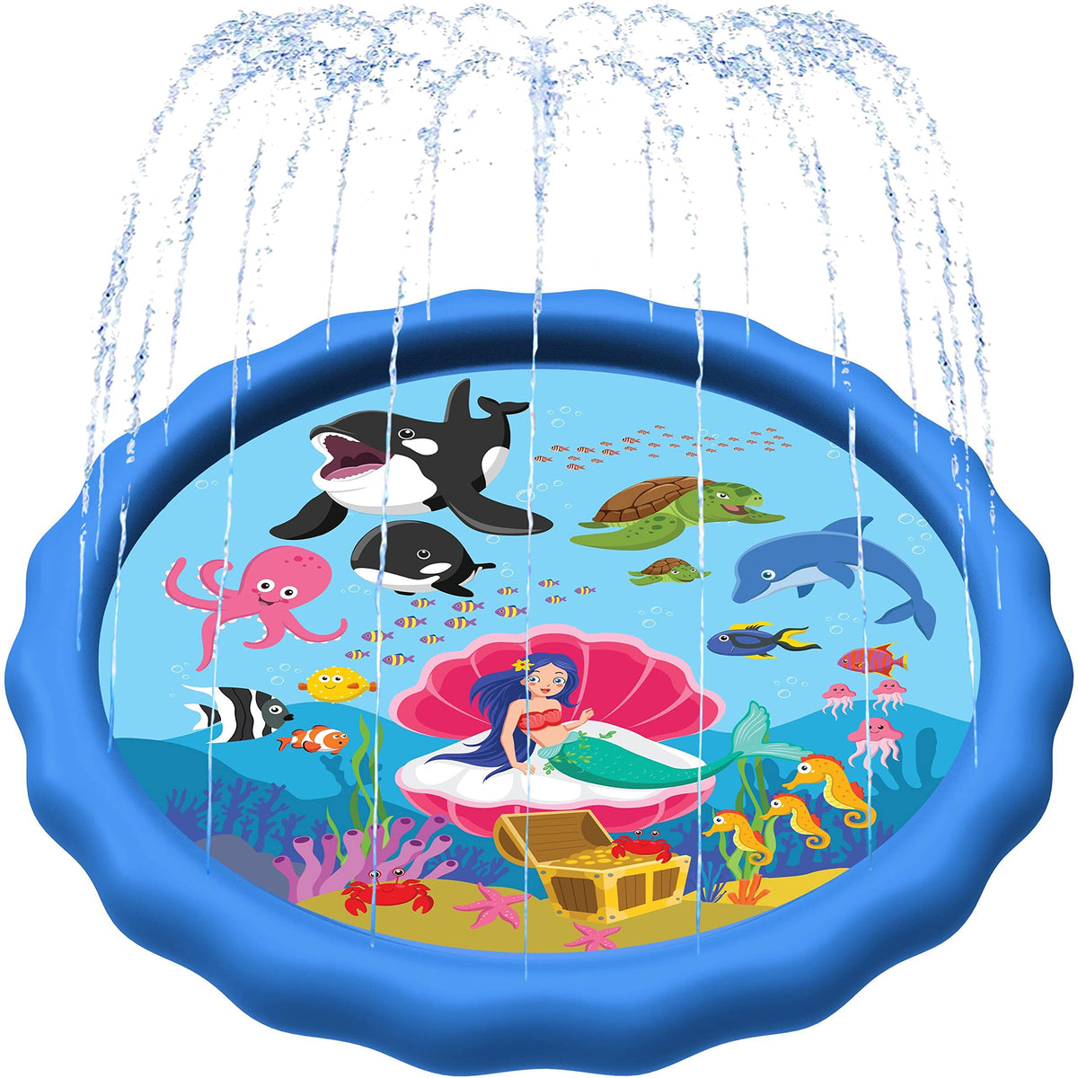 SplashEZ 89-inch splash pad provides a spacious family play area for kids and dogs.