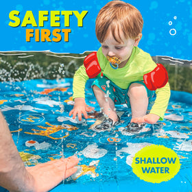 SplashEZ learning mat base integrated into a splash area for early education