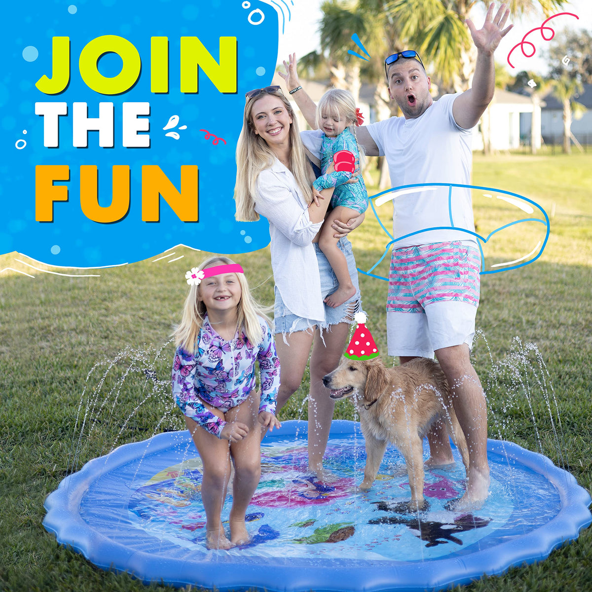 SplashEZ spacious backyard setup fits the whole family for summer fun.