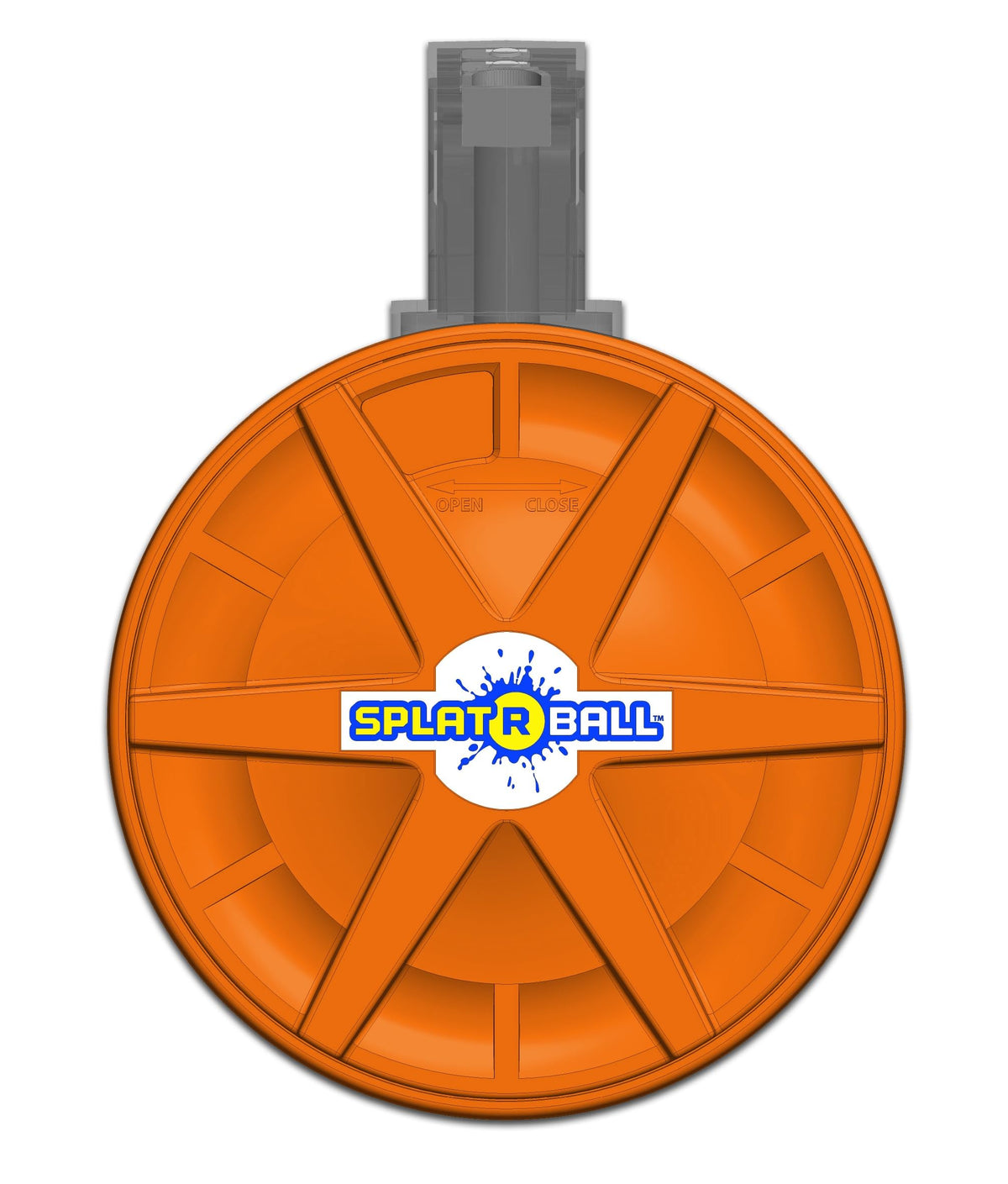 SPLATRBALL orange drum mag compatibility with SRB400 and SRB1200 for easy swaps.
