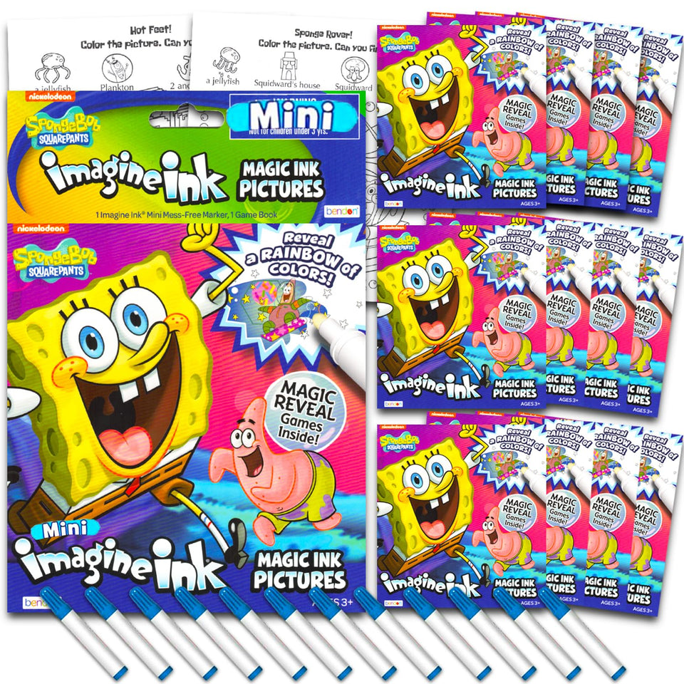 SpongeBob Imagine Ink twelve-book set for party favors and gifts.