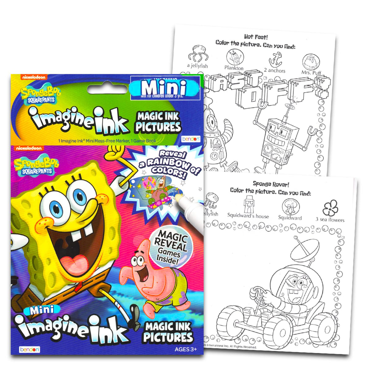 SpongeBob Imagine Ink pages reveal colors with safe, on-page magic.
