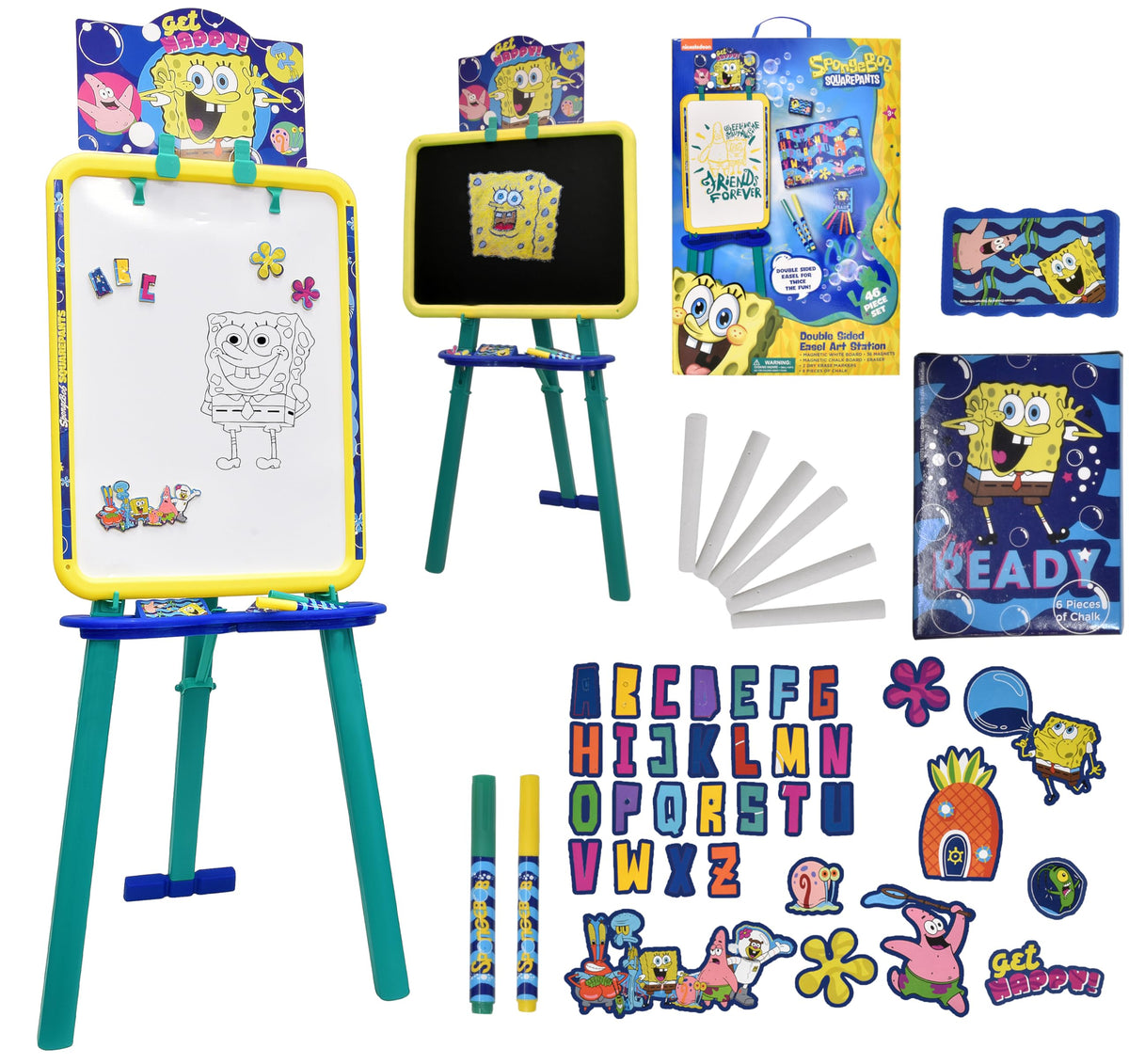 SpongeBob SquarePants art easel with magnetic whiteboard for quick doodles