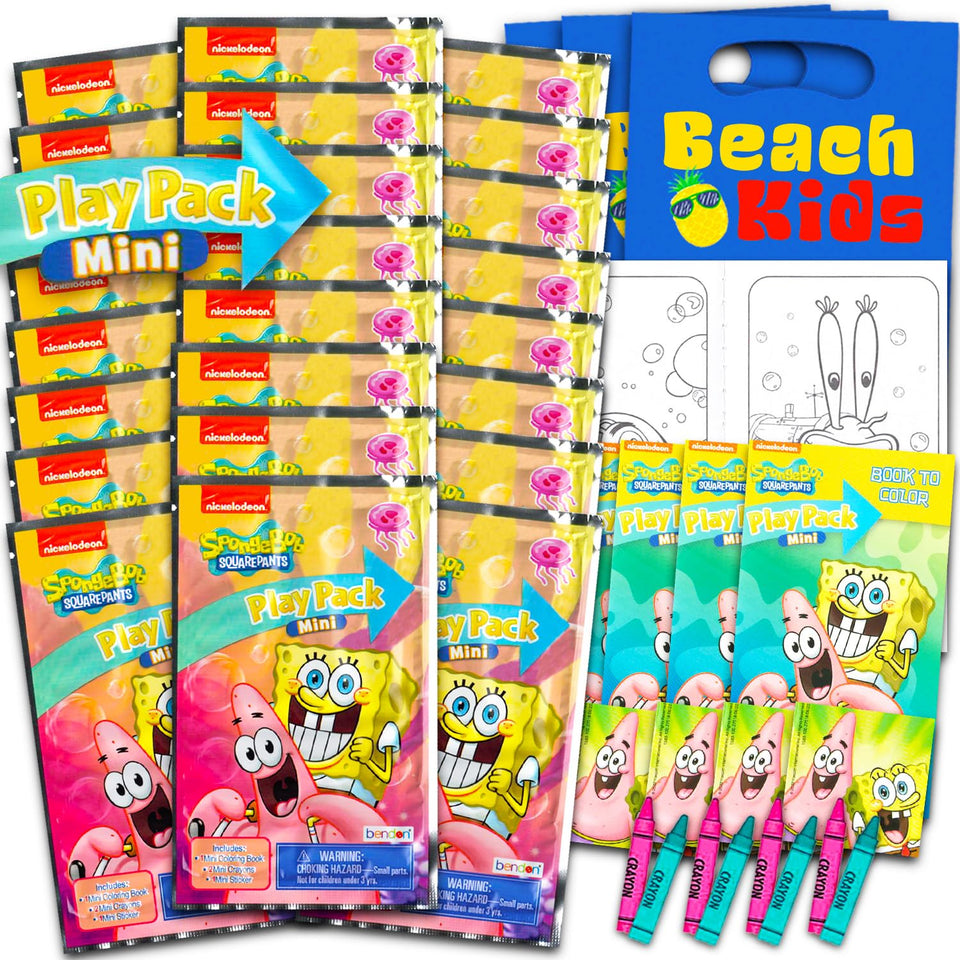 SpongeBob Squarepants mini party favor packs for birthday bags with activities