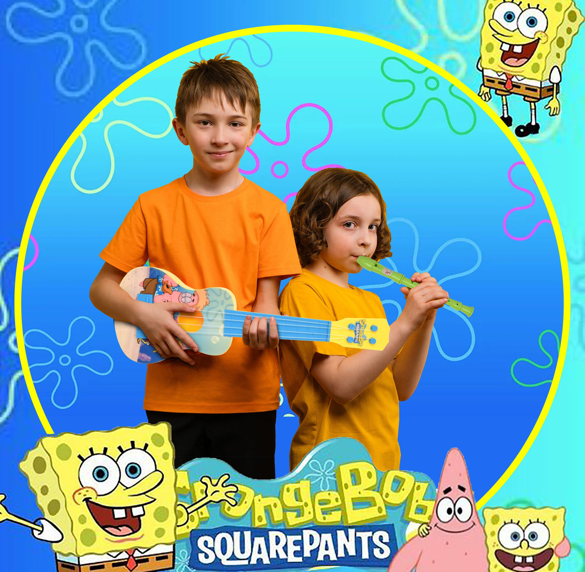SpongeBob SquarePants musical band with colorfully themed instruments for creative play.
