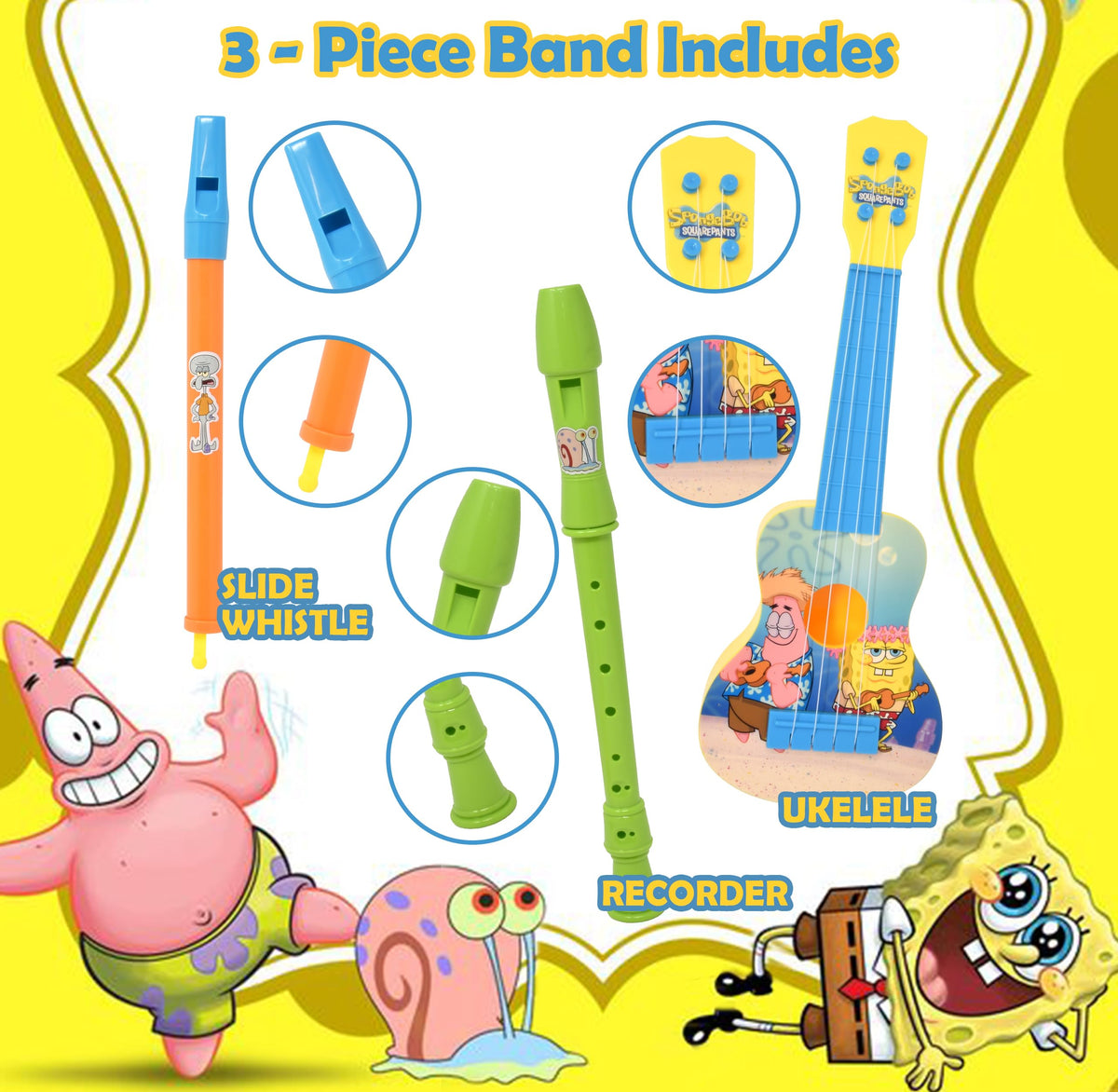 SpongeBob SquarePants toy flute in bright colors encouraging imaginative play.