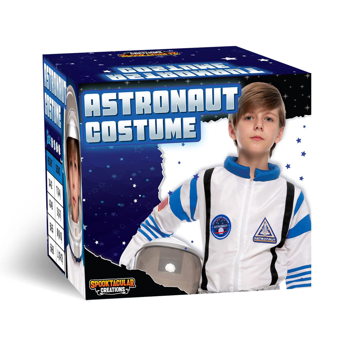 Spooktacular Creations helmet and suit complete space cosplay for parties.