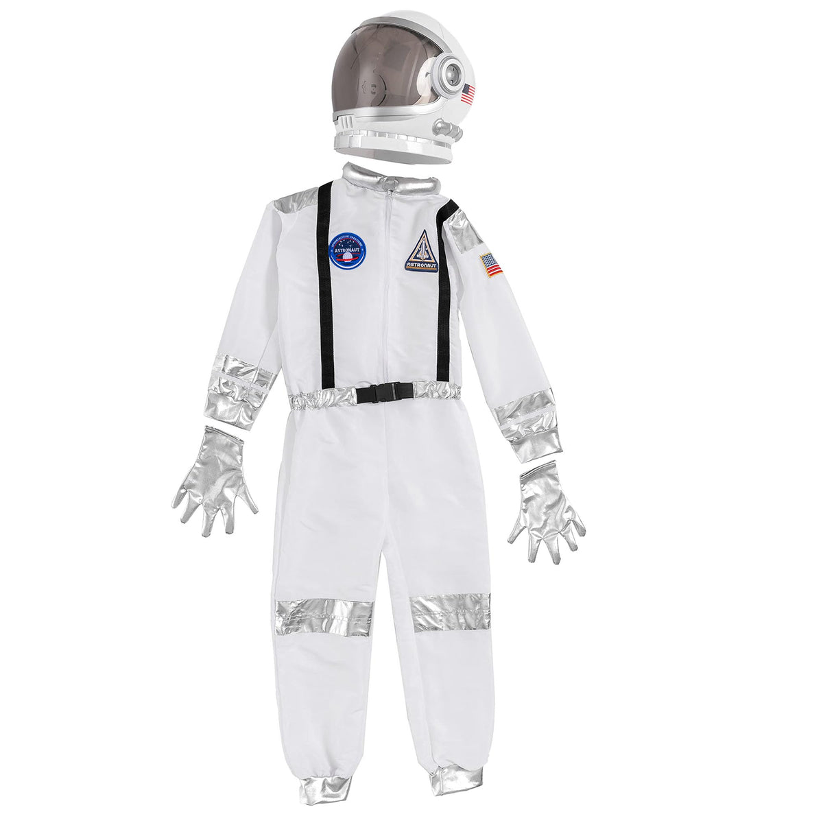 Child wearing Spooktacular Creations astronaut costume during pretend space mission