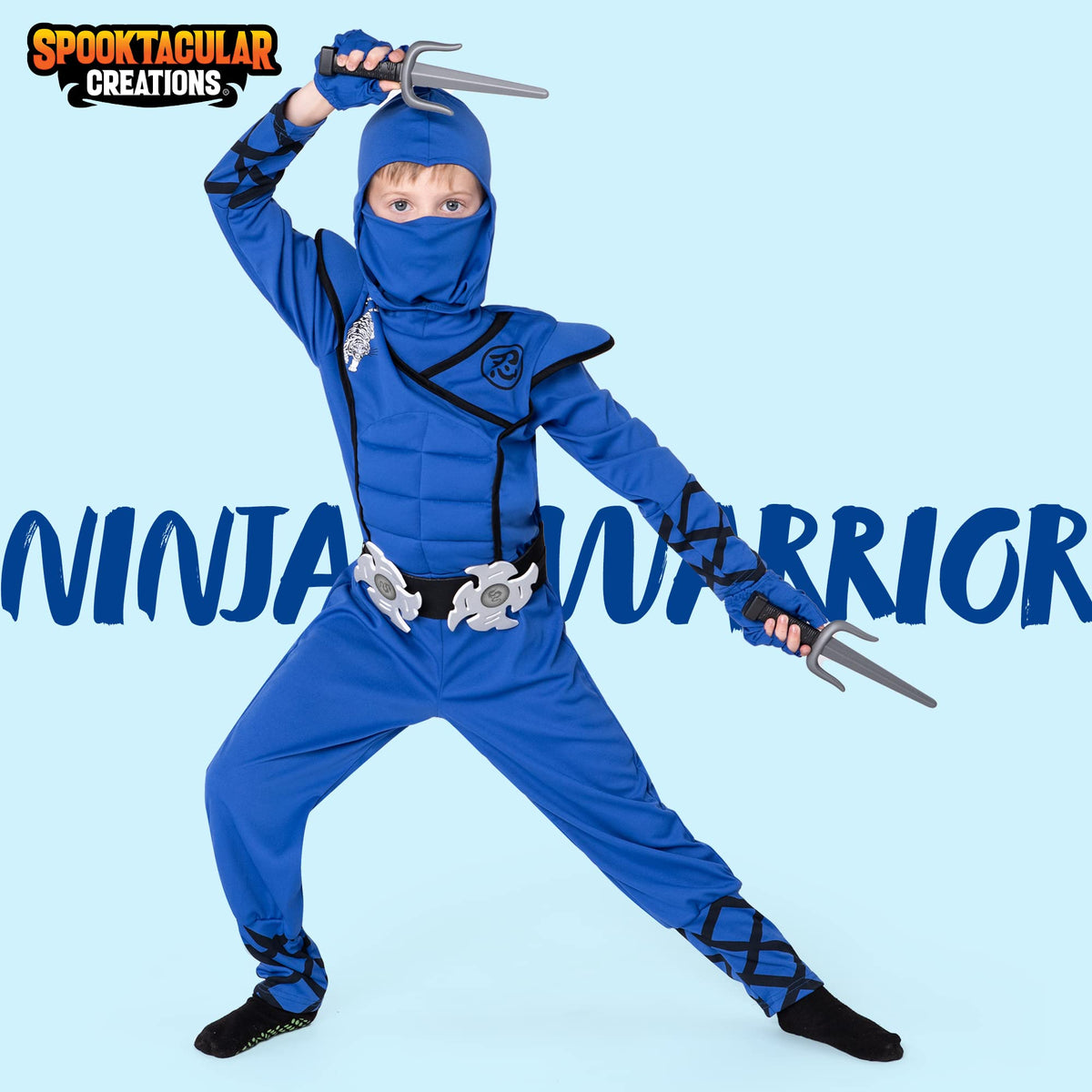 Spooktacular Creations blue ninja mask enhances ninja look during role play