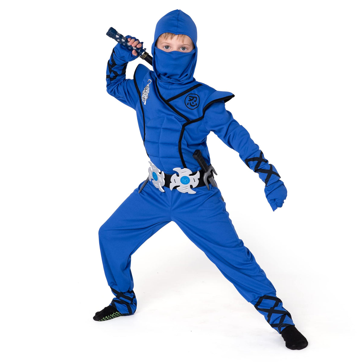 Spooktacular Creations blue ninja jumpsuit with hood for authentic play time