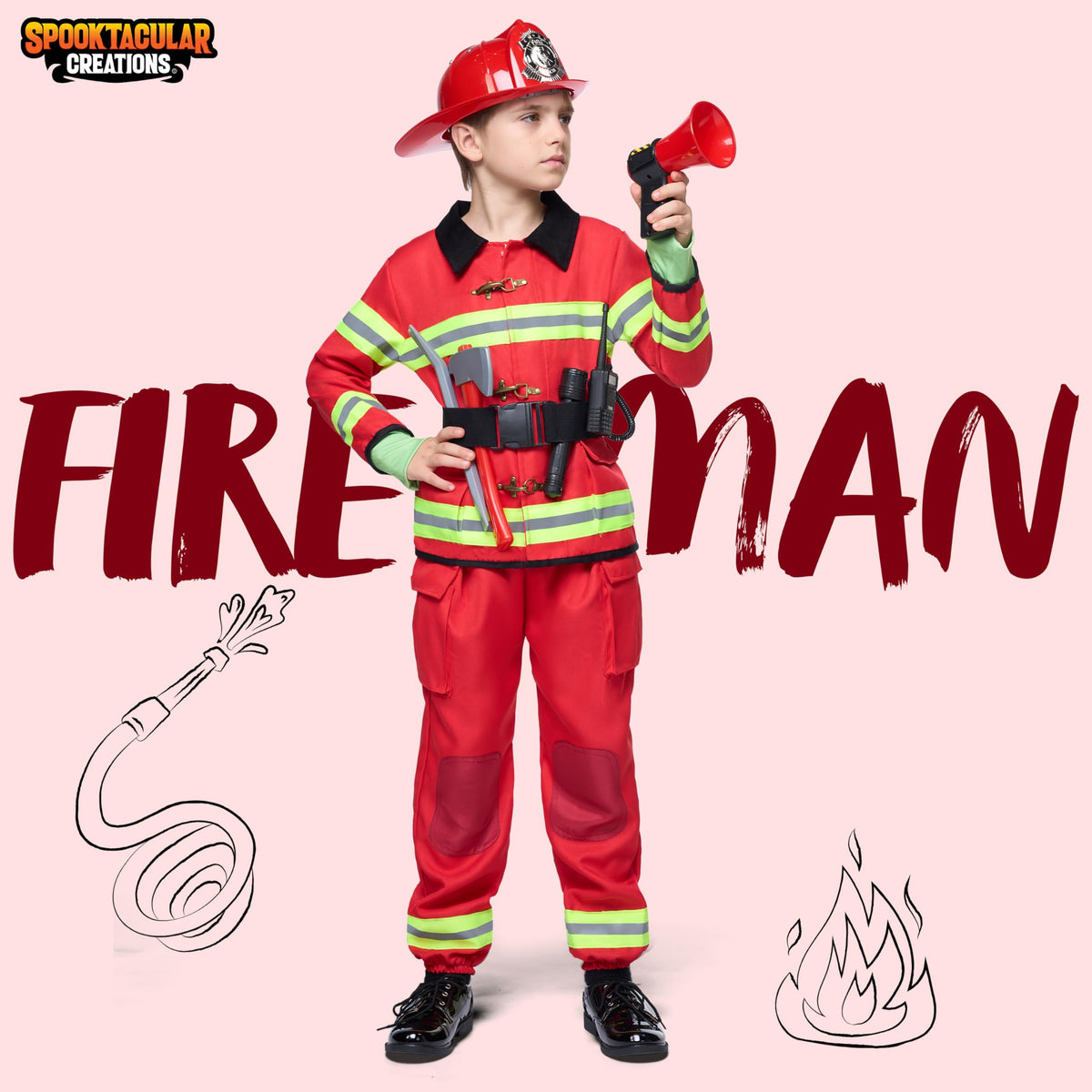 Spooktacular Creations firefighter costume pants; flexible fit for active pretend play.