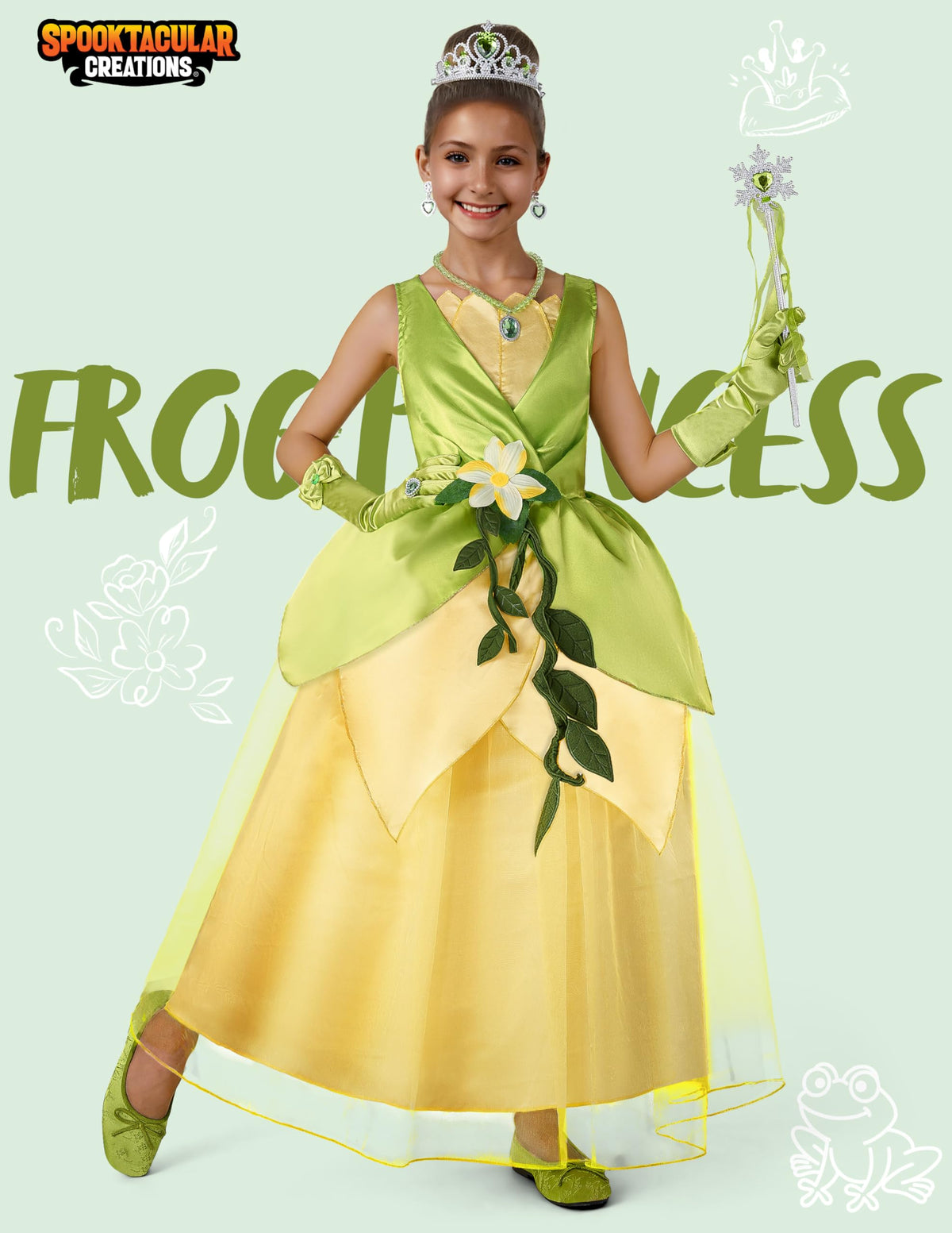 Spooktacular Creations frog princess tiara adds a magical finishing touch for the look