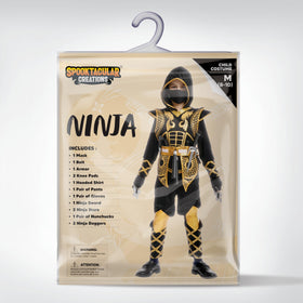 Spooktacular Creations Golden Ninja costume worn by child during a party.