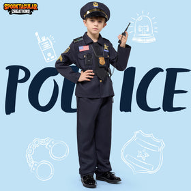 Spooktacular Creations police costume pants, easy movement for active kids.