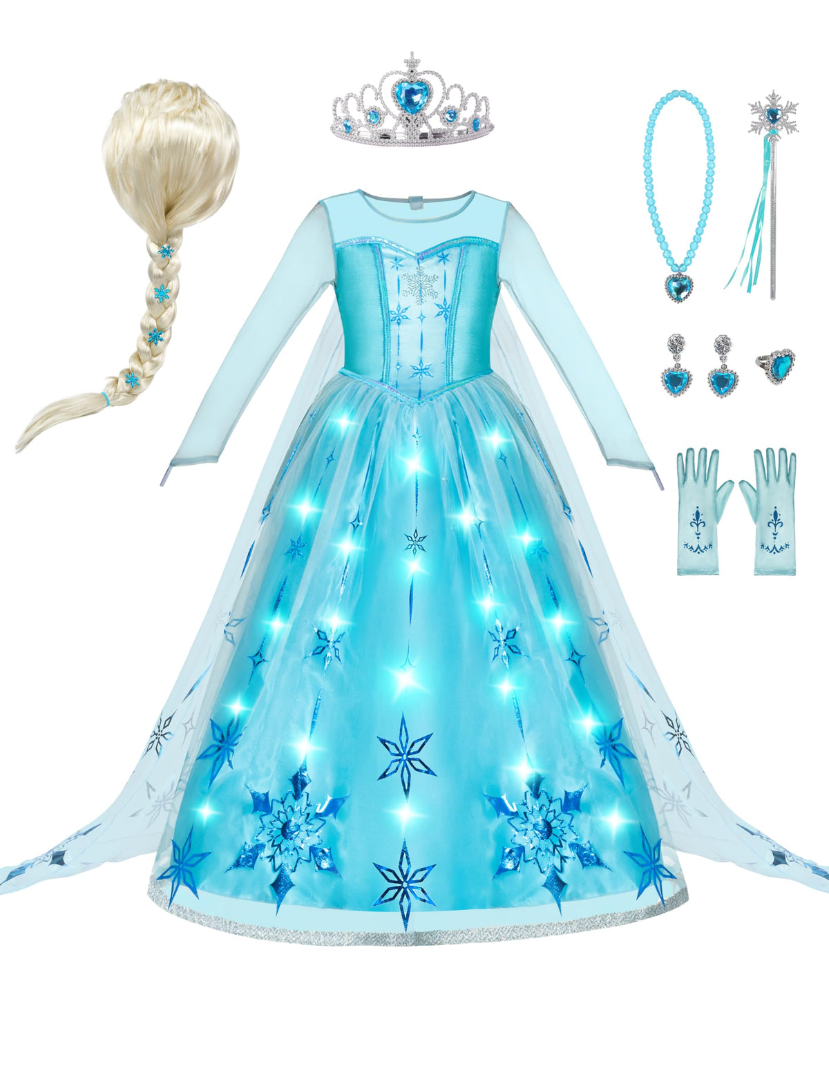 Spooktacular Creations ice princess dress with long cape for magical play.