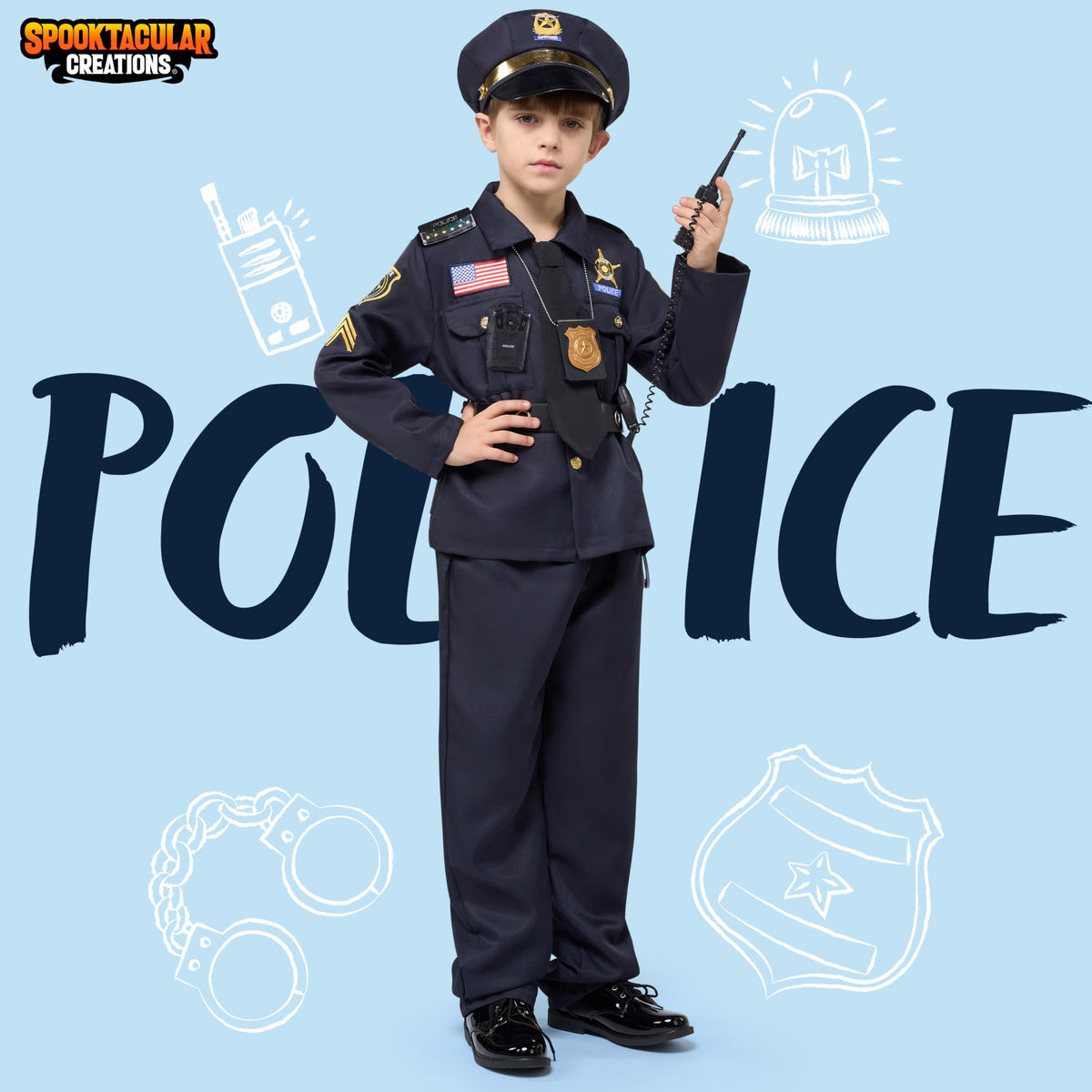 Spooktacular Creations kids police costume pants for easy movement during play.