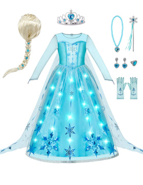Spooktacular Creations light-up ice princess dress showing blue glow for dress-up