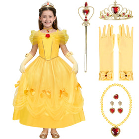Spooktacular Creations yellow princess dress off shoulder design for comfortable pretend play.