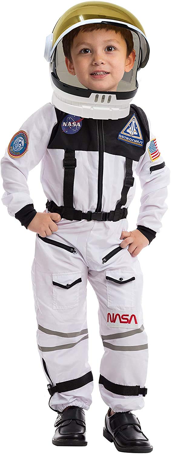 Spooktacular Creations white jumpsuit with embroidered logo and patches enhances authentic look.