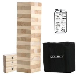Sport Beats outdoor tower with 54 pine blocks for dramatic backyard stacking