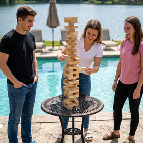 Sport Beats tower in play during backyard gathering height grows with suspense