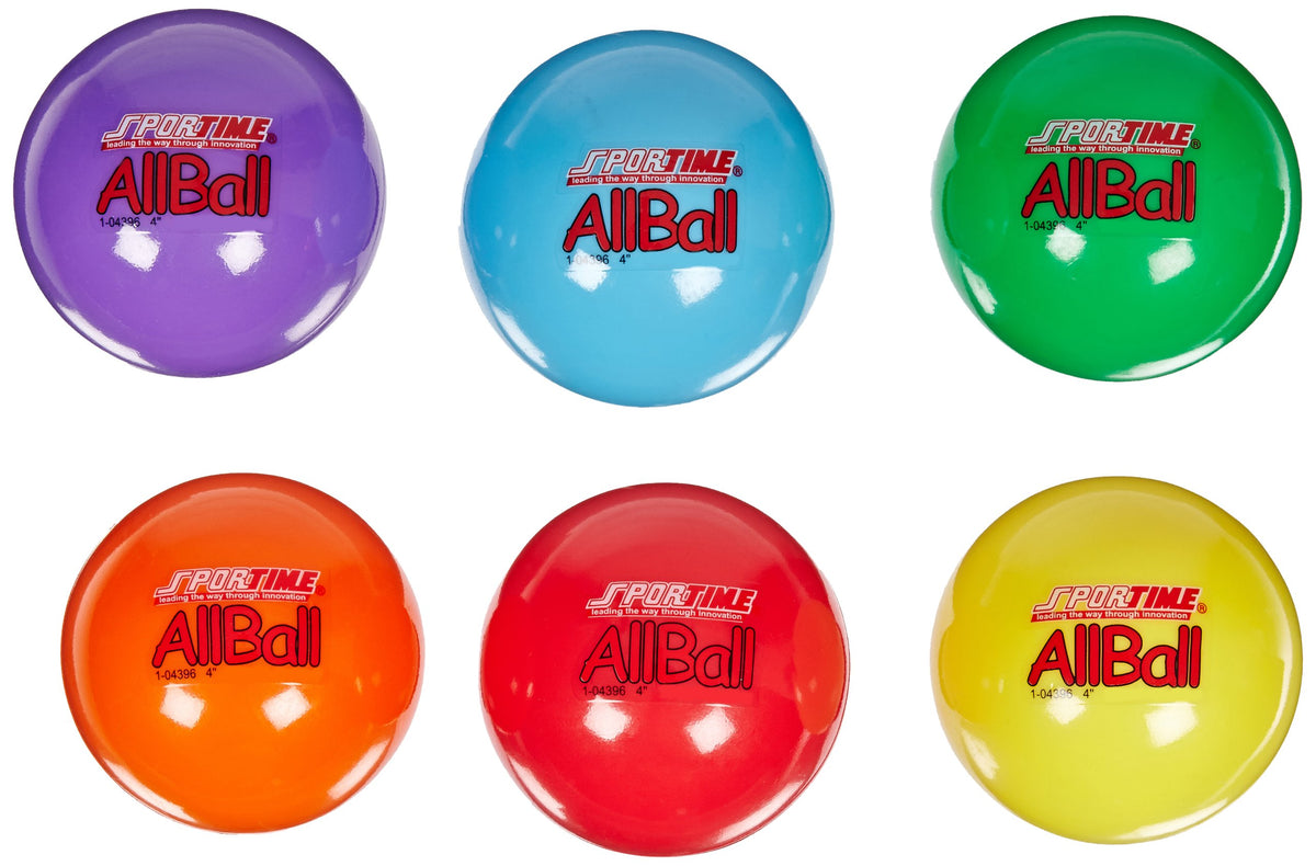 Sportime Inflatable All-Ball 4-inch front view highlighting compact grip for versatile classroom play.