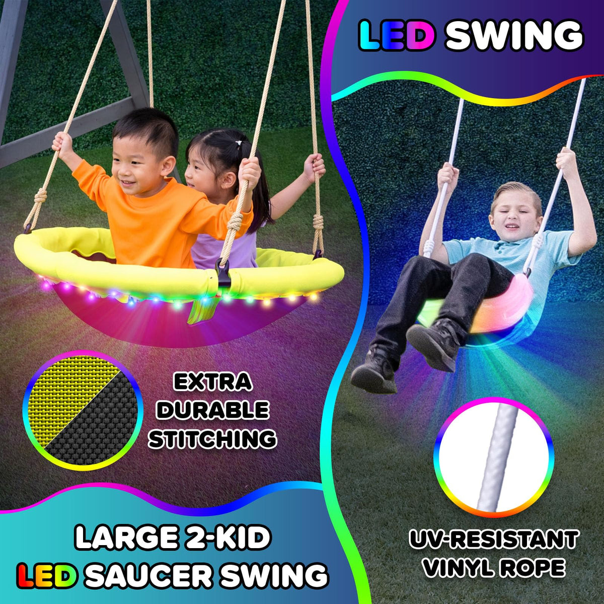 Sportspower Amelia Galaxy 6-foot LED slide lights up evening adventures.