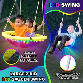 Sportspower Amelia Galaxy 6-foot LED slide lights up evening adventures.