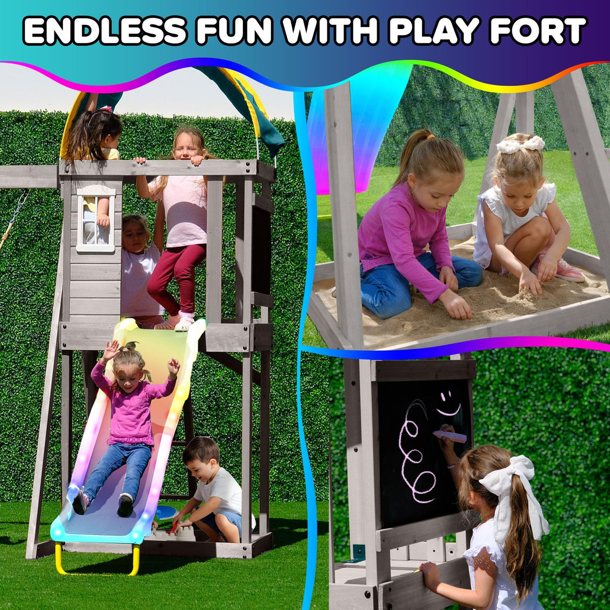 Sportspower Amelia Galaxy chalk tarp supports outdoor creative art.
