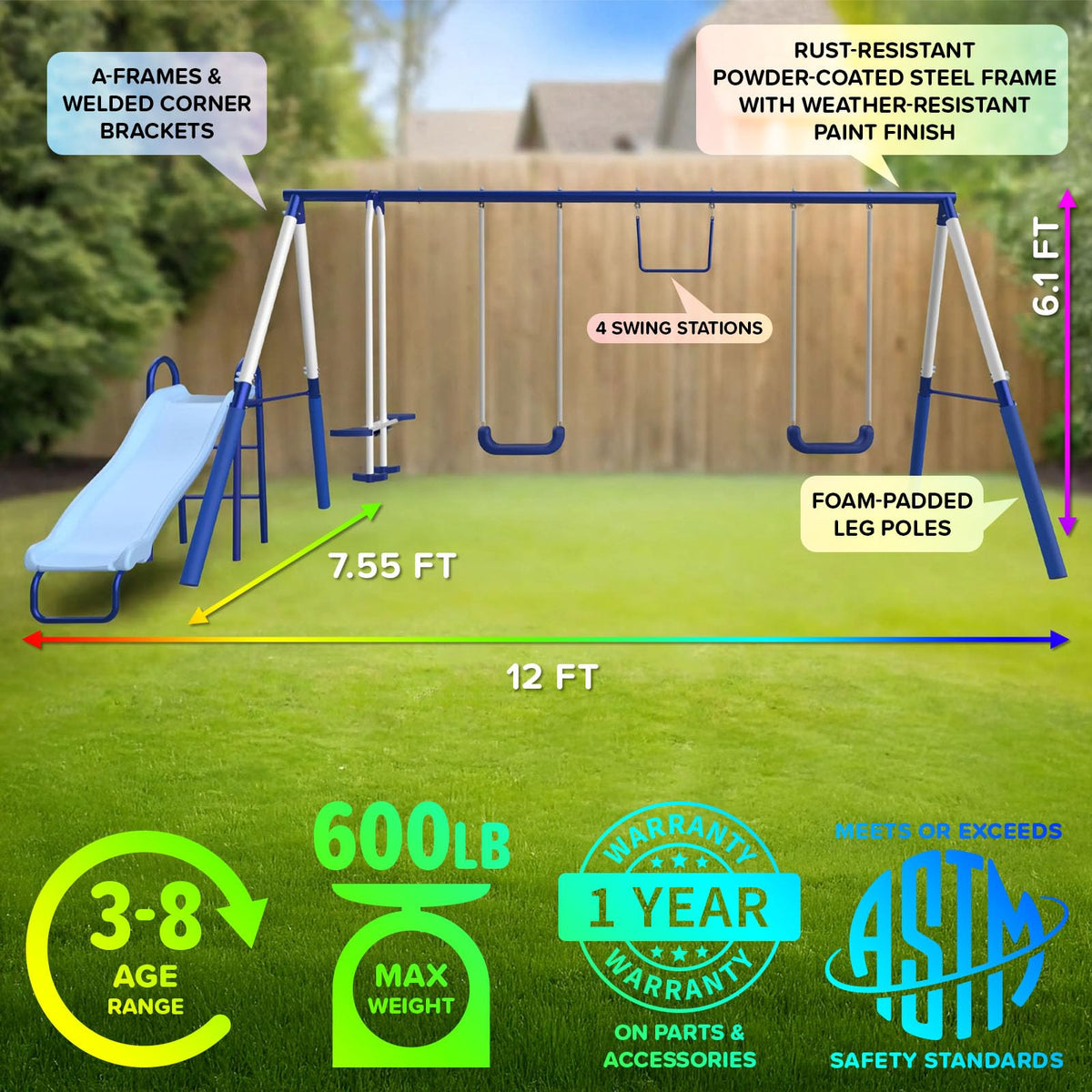 Sportspower Arcadia Star Burst anchor kit improves ground stability.