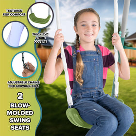Two-child Arcadia glider provides shared adventure outdoors.