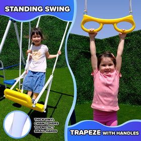 Sportspower Super 9 two-person glider swing in cooperative play