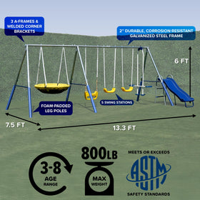 Sportspower Swing and Play four-point anchors stabilize the setup